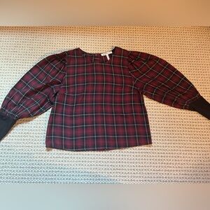 Plaid Puff Sleeve Top